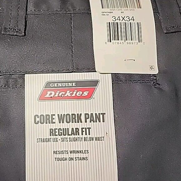 Dickies Regular Fit Straight Leg Black Core Work Pants Men Size 34 x 34 - Picture 2 of 2